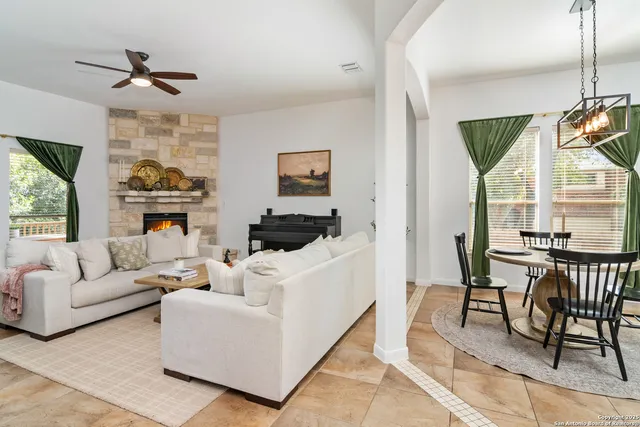 a living room with furniture