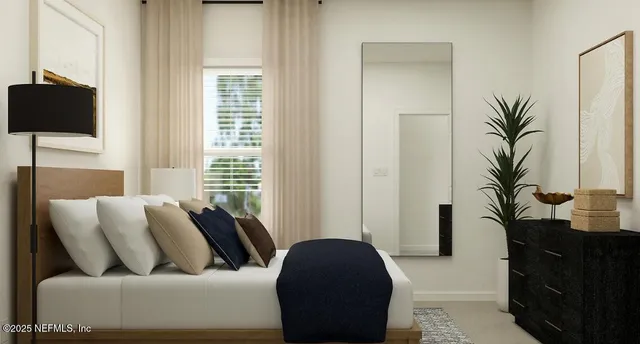 a living room with furniture a rug and a window