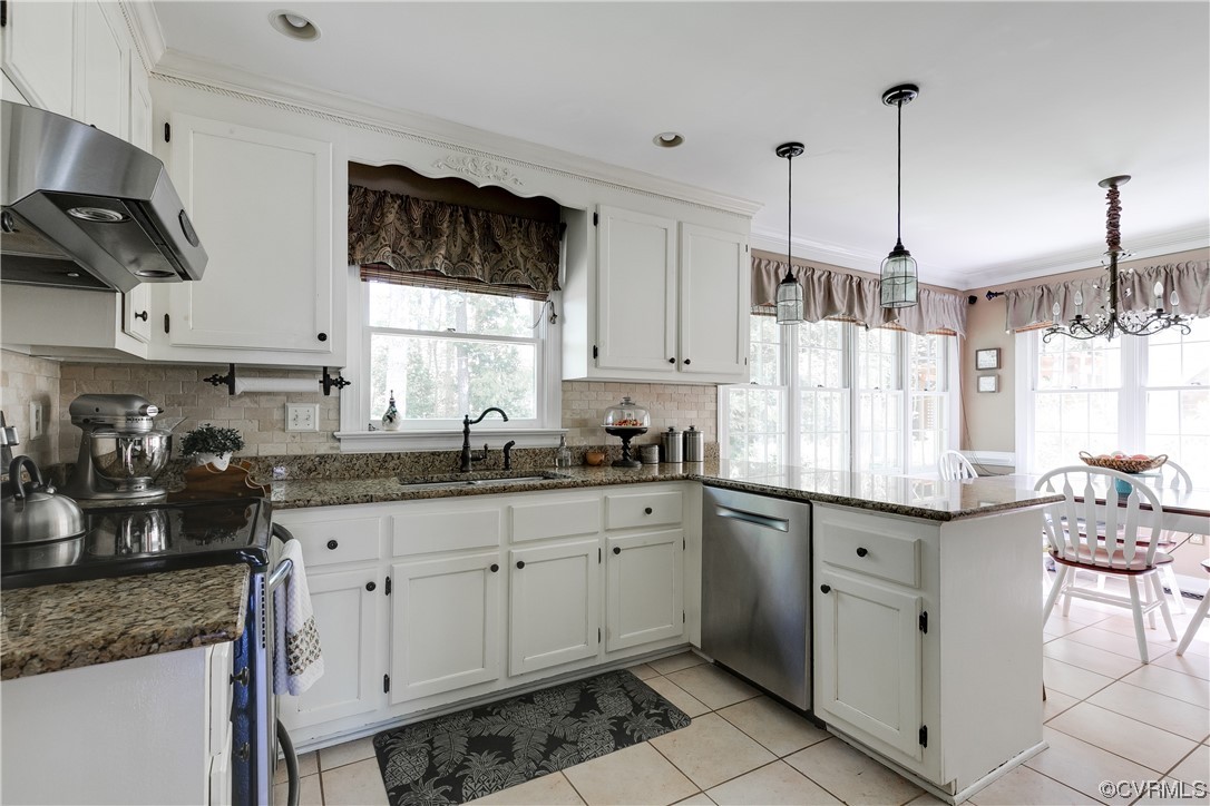 5709 Grove Forest Road Midlothian, VA 23112 - Photo 12 of 39 a kitchen with granite countertop white cabinets white appliances with a sink and dishwasher