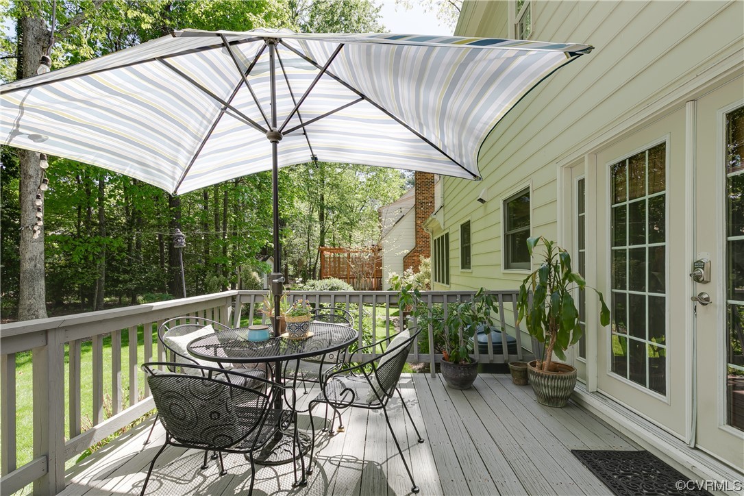 5709 Grove Forest Road Midlothian, VA 23112 - Photo 33 of 39 a view of a patio with table and chairs and potted plants