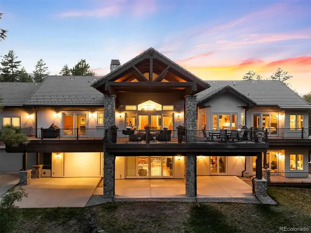 a view of a building with sitting area