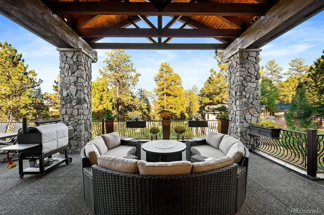 a view of a patio in the balcony