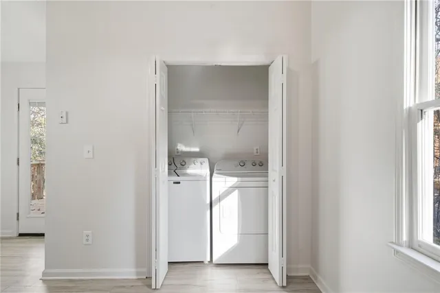 an empty room with a door