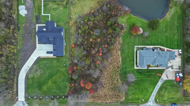 an aerial view of a house