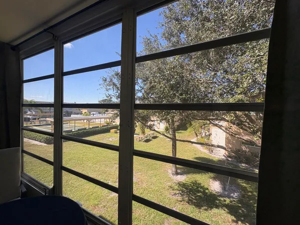 a view of a glass door