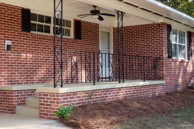 a view of a brick building