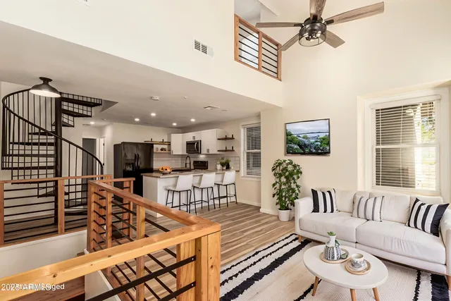 a living room with furniture