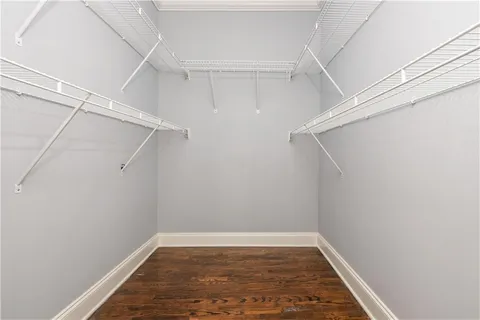 a view of a room with racks on the wall