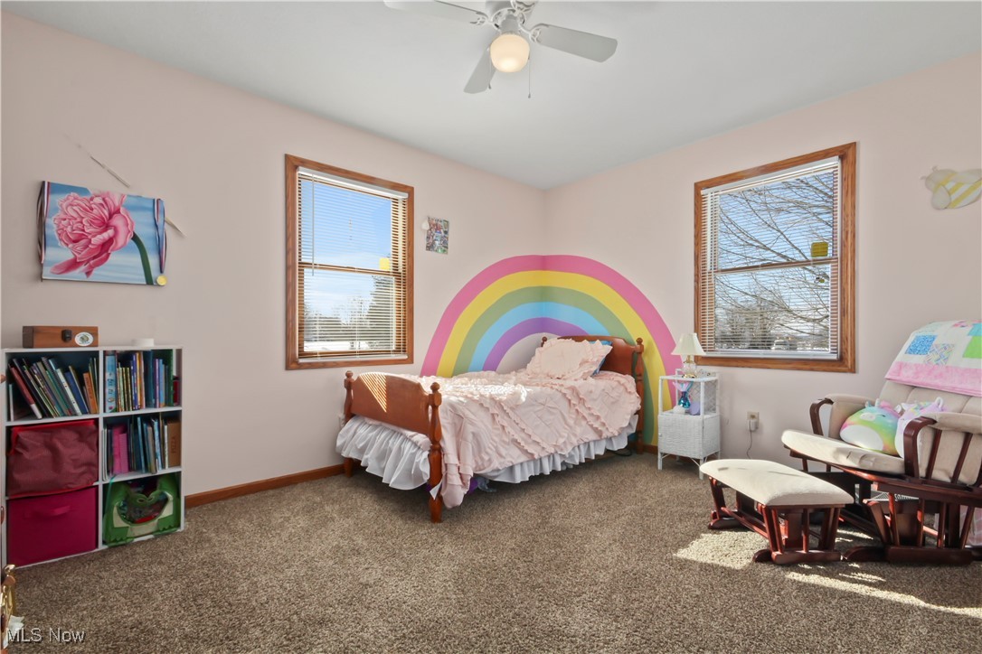 28196 Hartley Road Beloit, OH 44609 - Photo 16 of 27 Bedroom featuring carpet floors and a ceiling fan