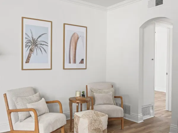 a living room with furniture
