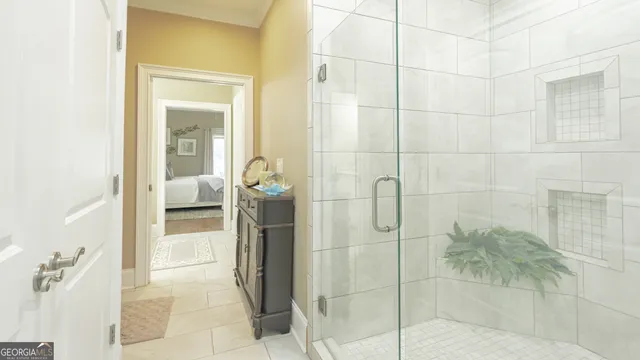 a bathroom with a shower