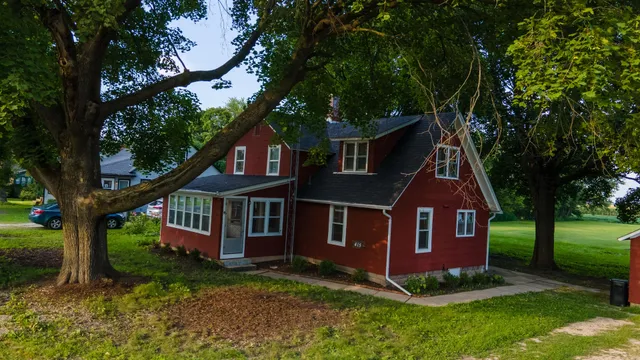 a view of a lake with houses