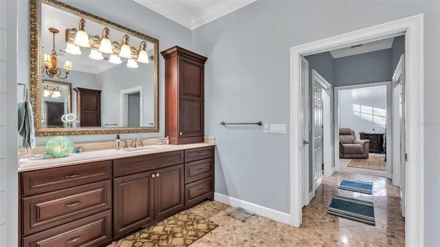 a view of a hallway with staircase