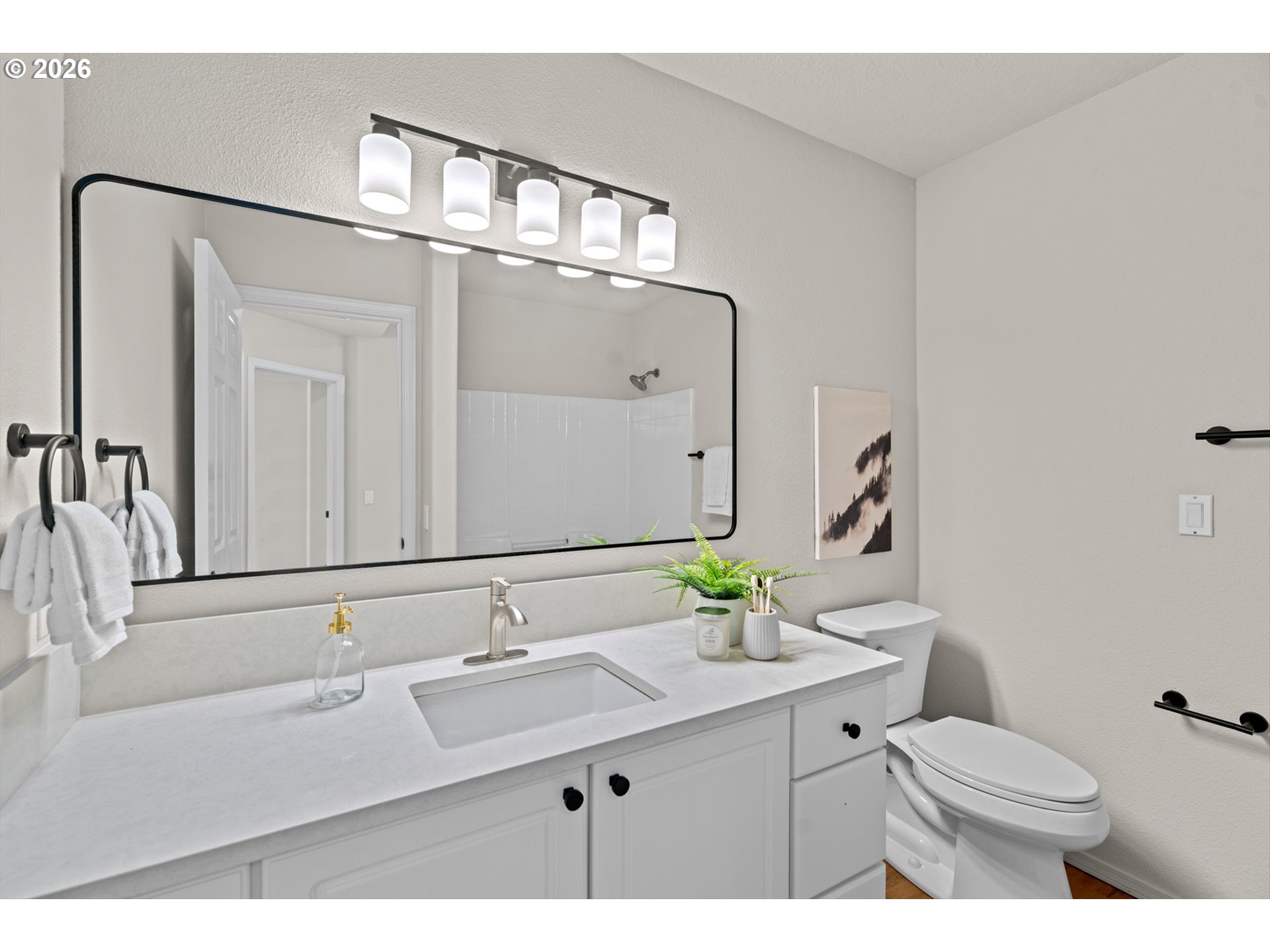 462 Southwest 211th Avenue Beaverton, OR 97006 - Photo 29 of 40 a bathroom with a sink vanity mirror and toilet