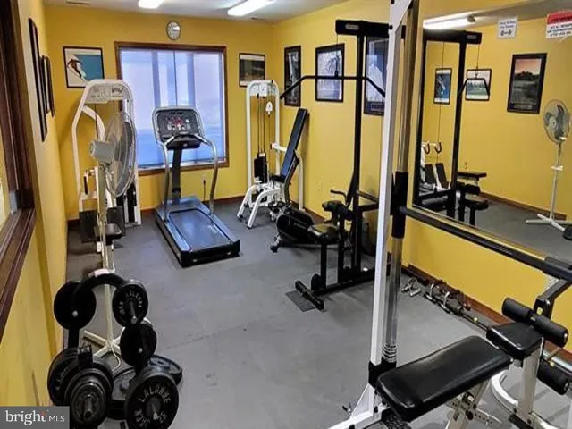 a room with gym equipment