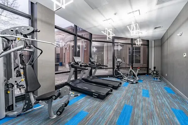 a view of a room with gym equipment