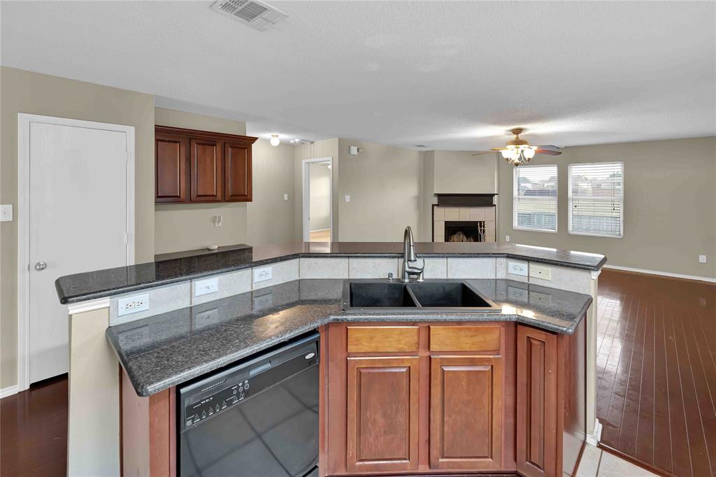 9517 George Washington Drive McKinney, TX 75072 - Photo 7 of 31 a kitchen with granite countertop cabinets a sink and a stove
