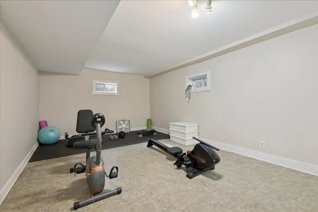 a room with gym equipment