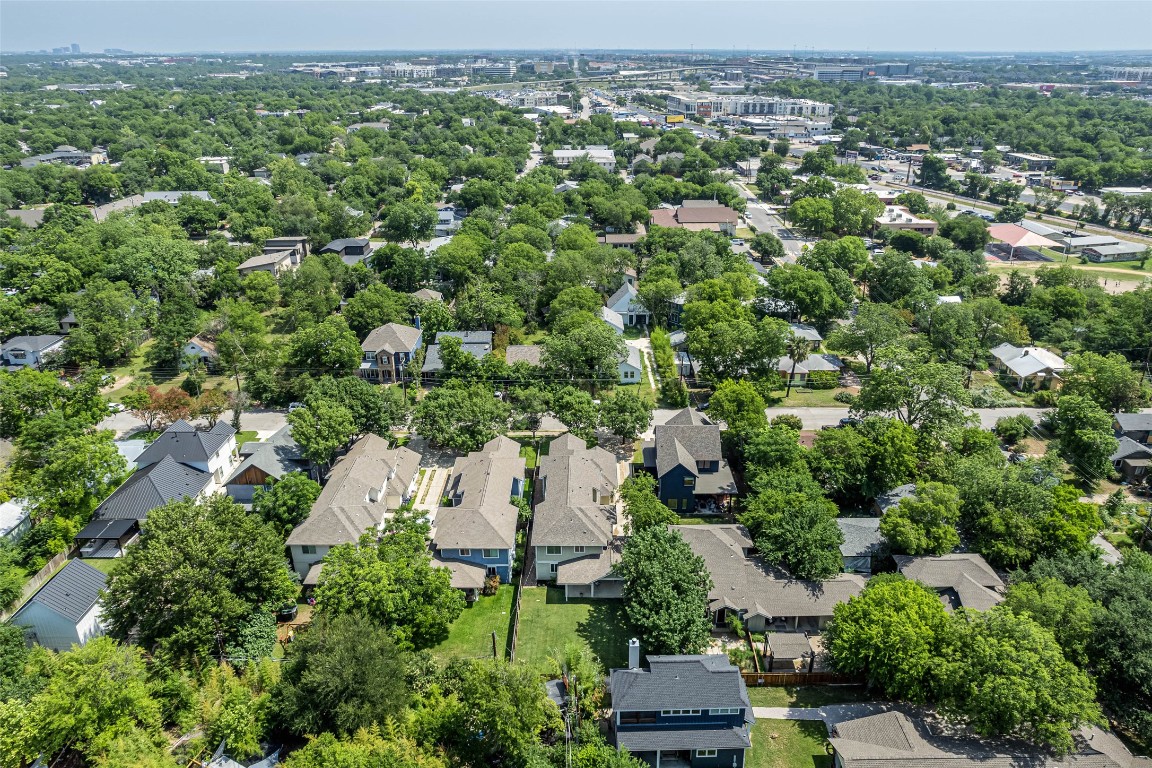 705 East 49th Street, Unit A Austin, TX 78751 - Photo 35 of 39 an aerial view of a city with lots of residential buildings