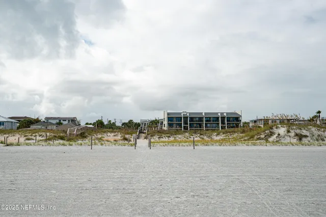 an aerial view of an buildings and street