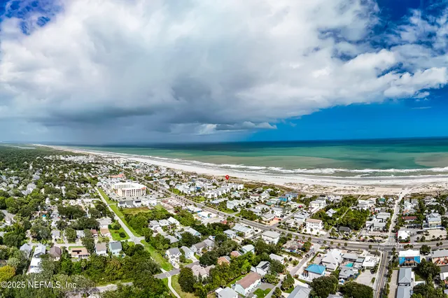 an aerial view of a beach