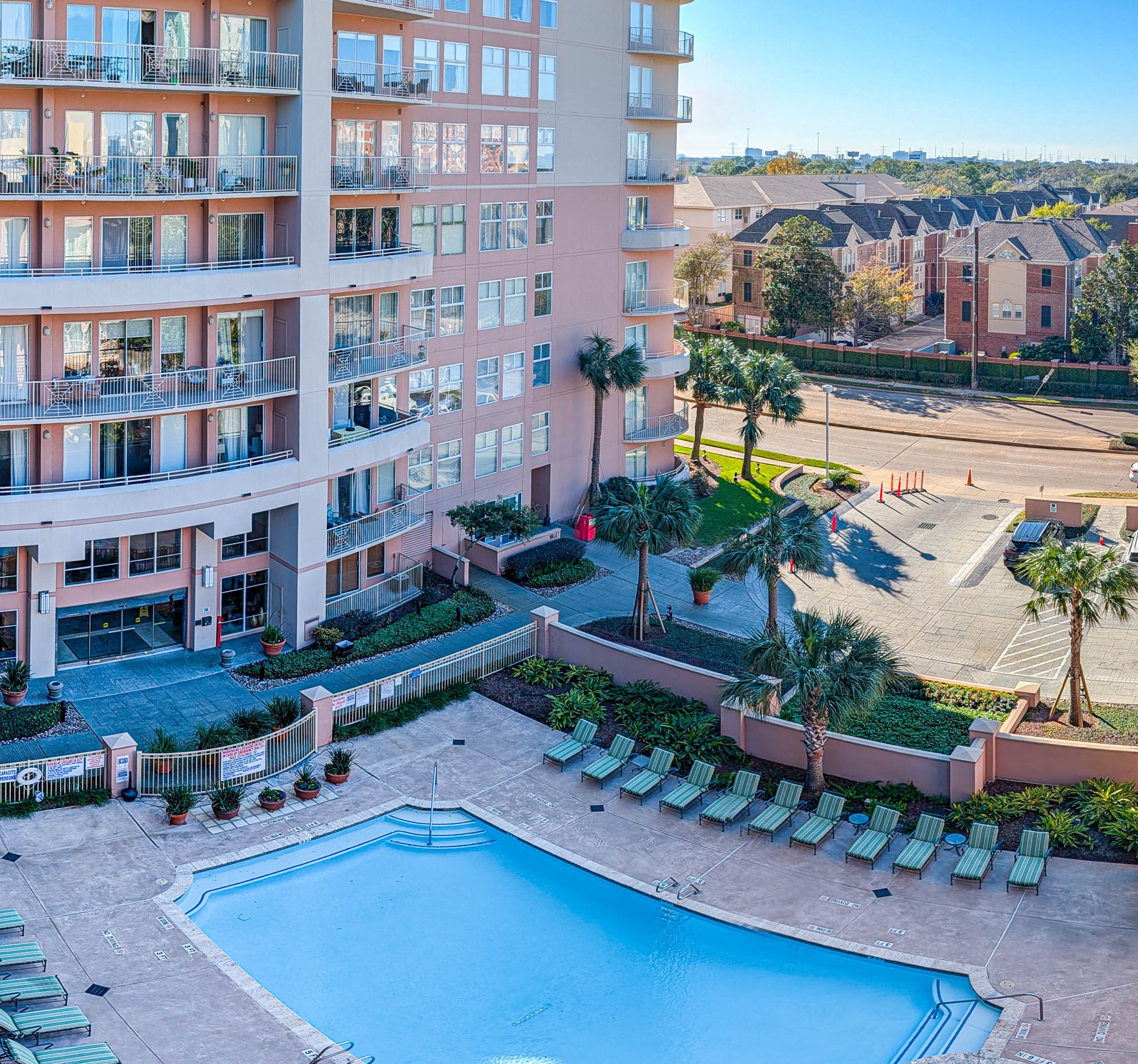 a view of a city with tall buildings
