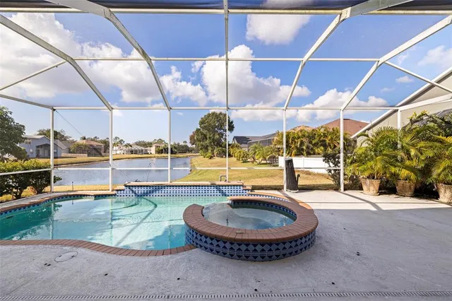 a outdoor space with swimming pool