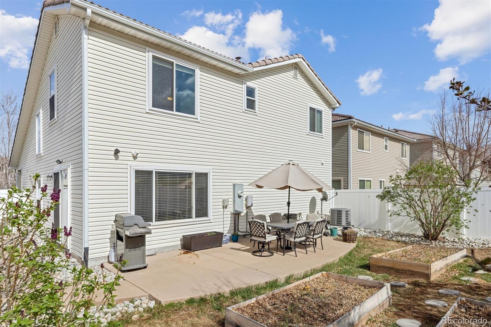 4983 Halifax Court Denver, CO 80249 - Photo 16 of 17 a view of a patio with table and chairs and potted plants