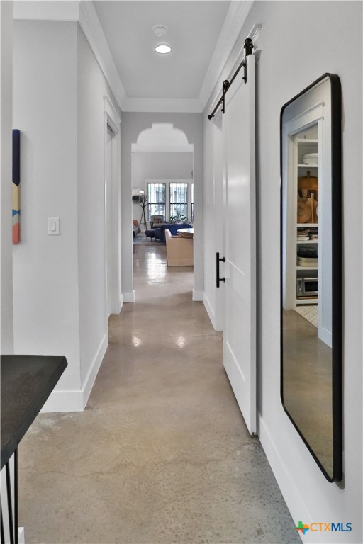 659 Prospect Way New Braunfels, TX 78130 - Photo 17 of 32 a view of a hallway with wooden floor windows and a livingroom