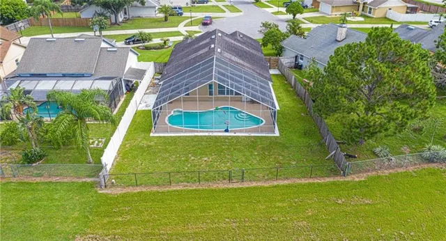 an aerial view of a house