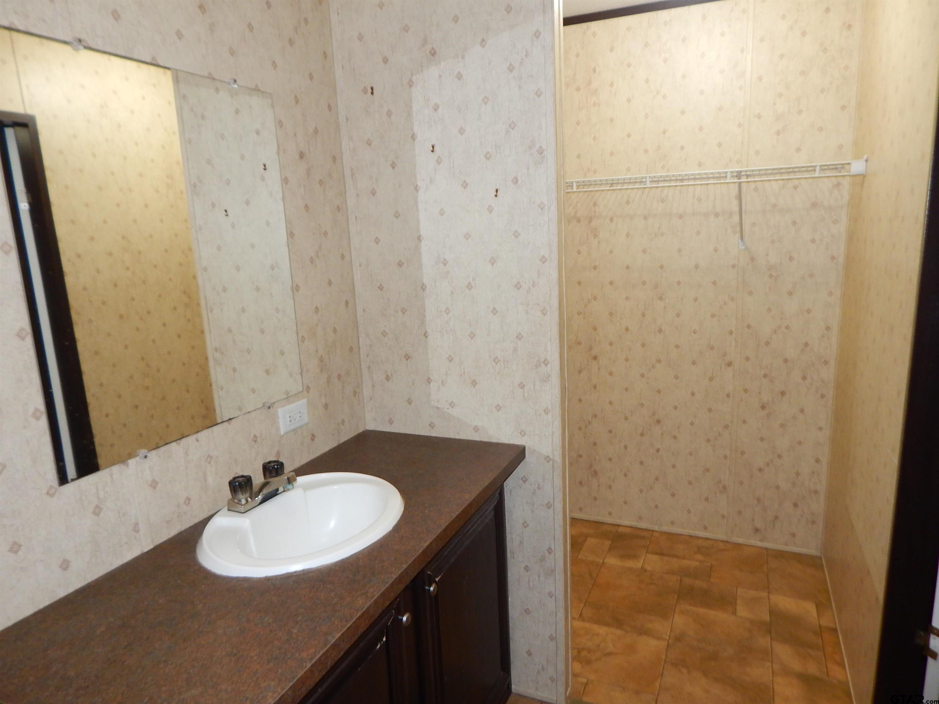 958 Boles Road Gilmer, TX 75645 - Photo 13 of 29 a bathroom with a sink and a mirror