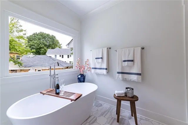 a view of a building on the street