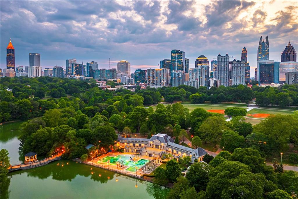 585 Sherwood Road Northeast Atlanta, GA 30324 - Photo 72 of 104 a view of a city with tall buildings and a big yard