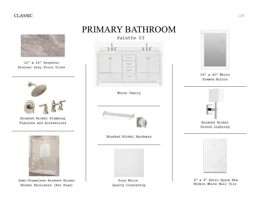2939 Clapbread Lane Rosenberg, TX 77471 - Photo 30 of 49 Classic Look Palette 3: Primary Bathroom Selection Sheet (*Artist rendering used for illustration purposes only.)