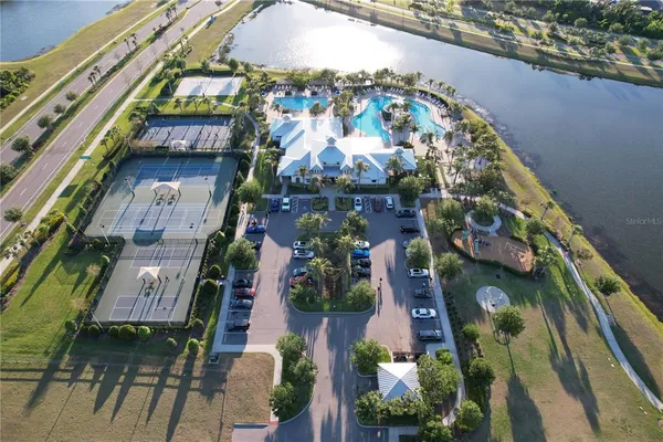 a view of a city with an ocean view