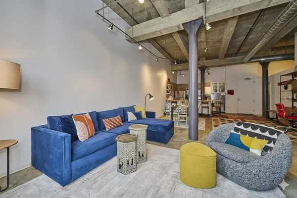 a living room with furniture