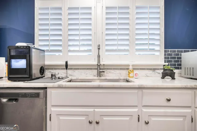 a close view of cabinets and sink