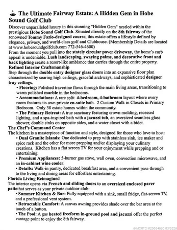 $2,300,000 | 11550 Southeast Plandome Drive, Hobe Sound, FL 33455