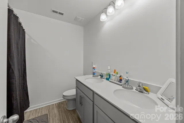 a bathroom with a sink toilet and a mirror
