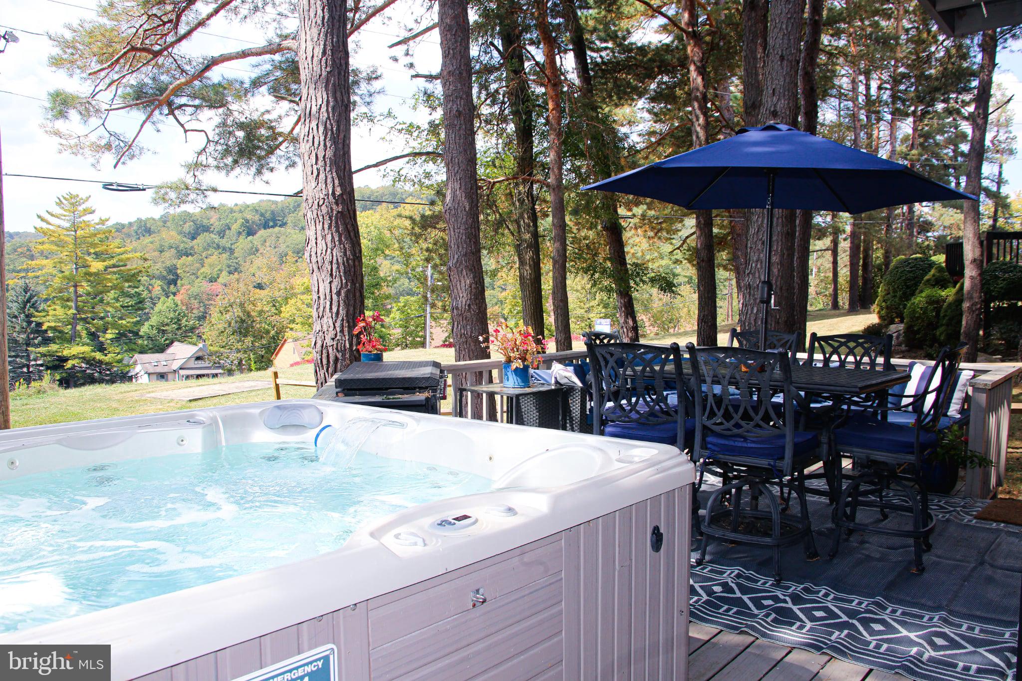 120 Rock Lodge Road McHenry, MD 21541 - Photo 19 of 23 a view of a patio with chairs and a table under an umbrella