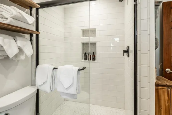 a bathroom with a shower