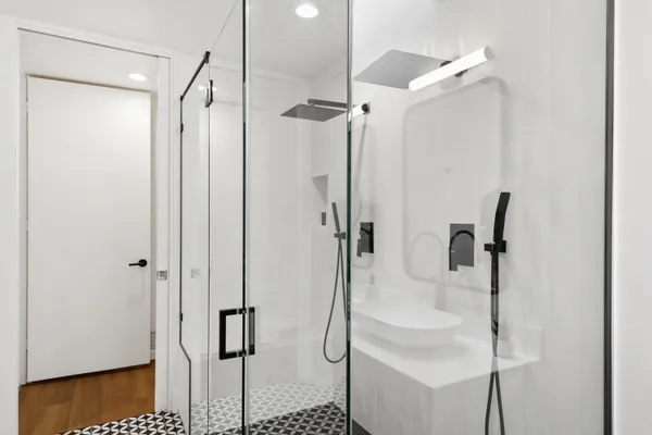 a bathroom with a shower
