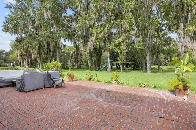 a view of backyard with tree and green space