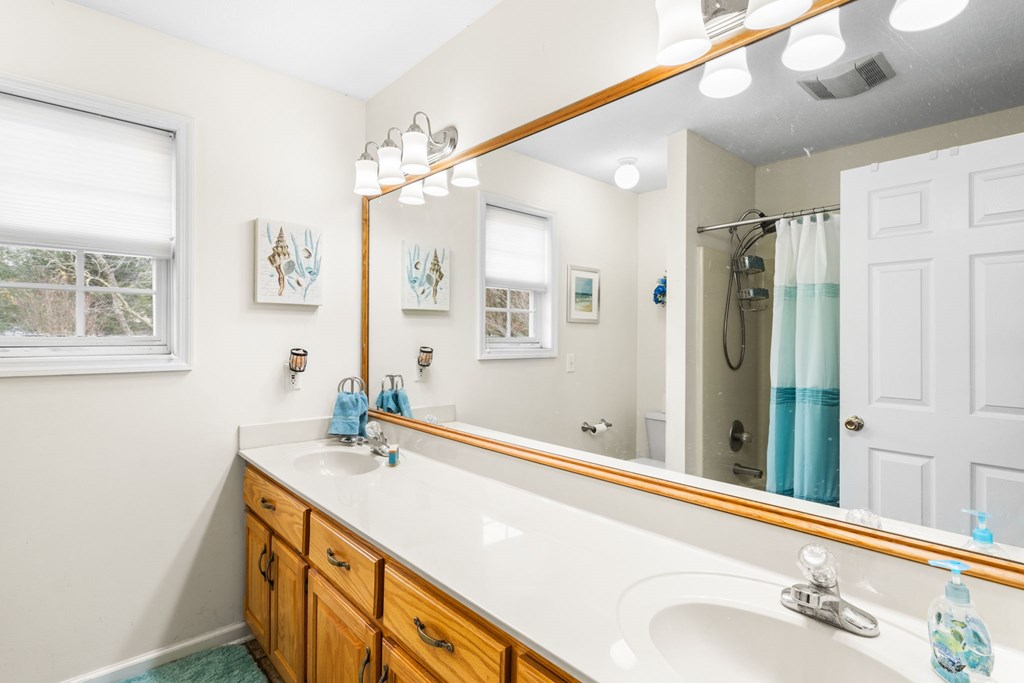 251 Rivers Edge Drive Hayesville, NC 28904 - Photo 24 of 45 a bathroom with a sink double vanity and a mirror