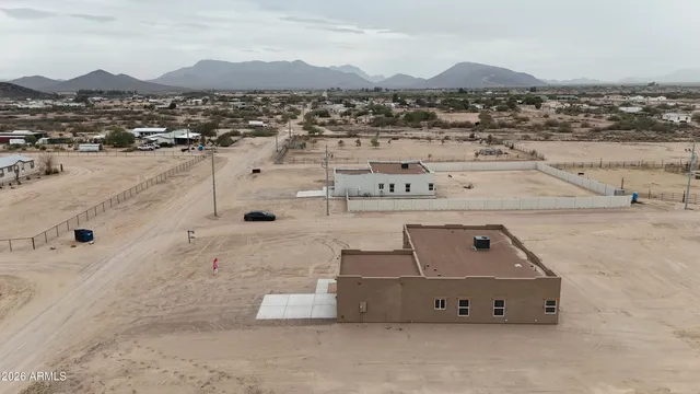 an aerial view of beach and ocean