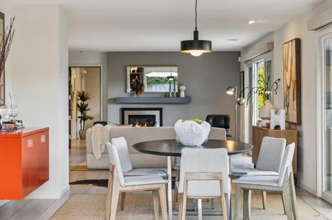 a view of a terrace with furniture