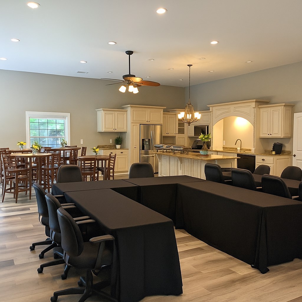 3425 Hopkins Bridge Road Unionville, TN 37180 - Photo 17 of 83 a large kitchen with a dining table wooden floor stainless steel appliances and living room view