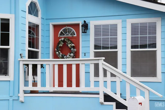 a view of a balcony with window