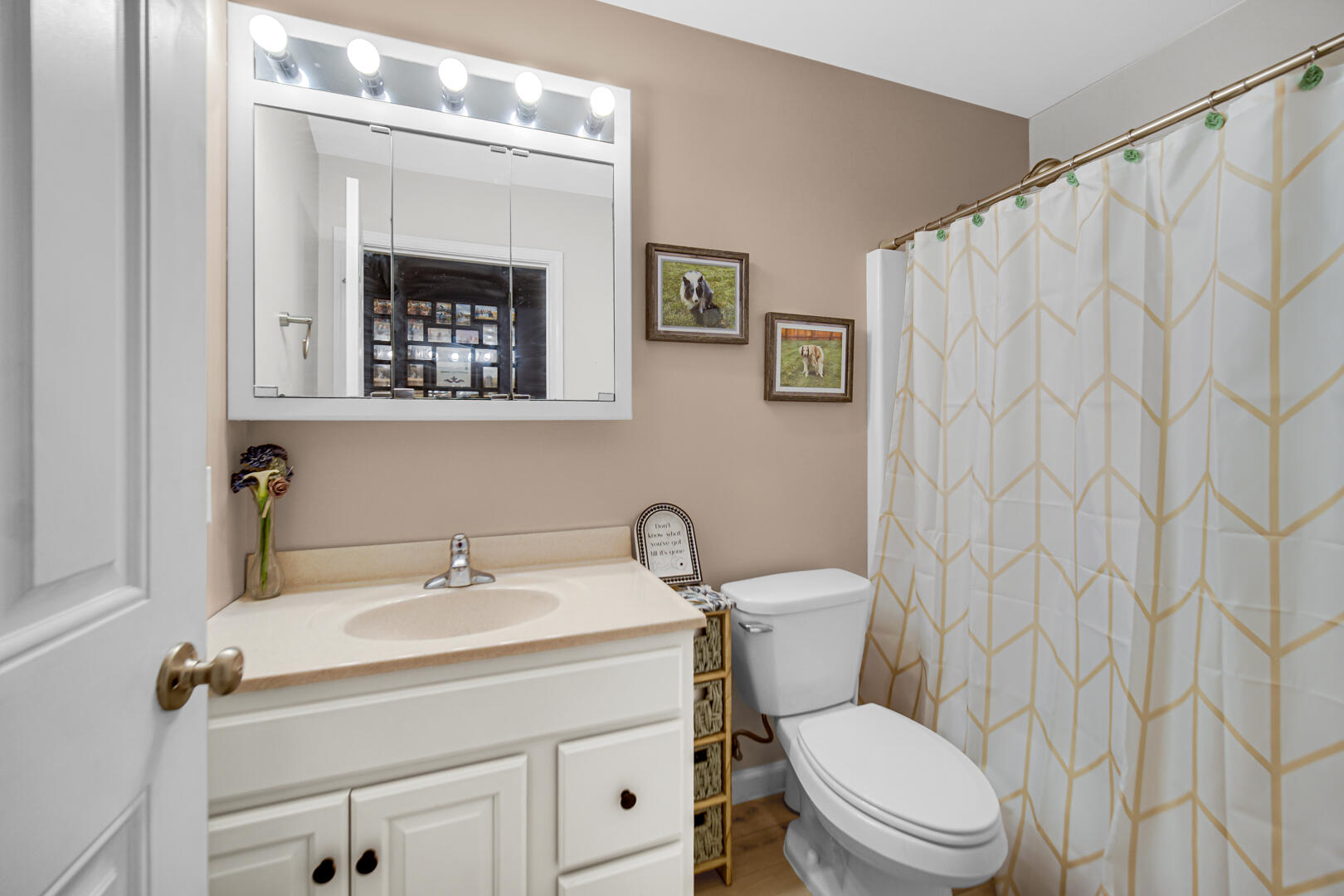 3429 East Sand Ridge Road Rolling Prairie, IN 46371 - Photo 16 of 25 a bathroom with a toilet sink and mirror