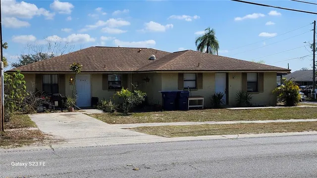 a view of a house with a patio